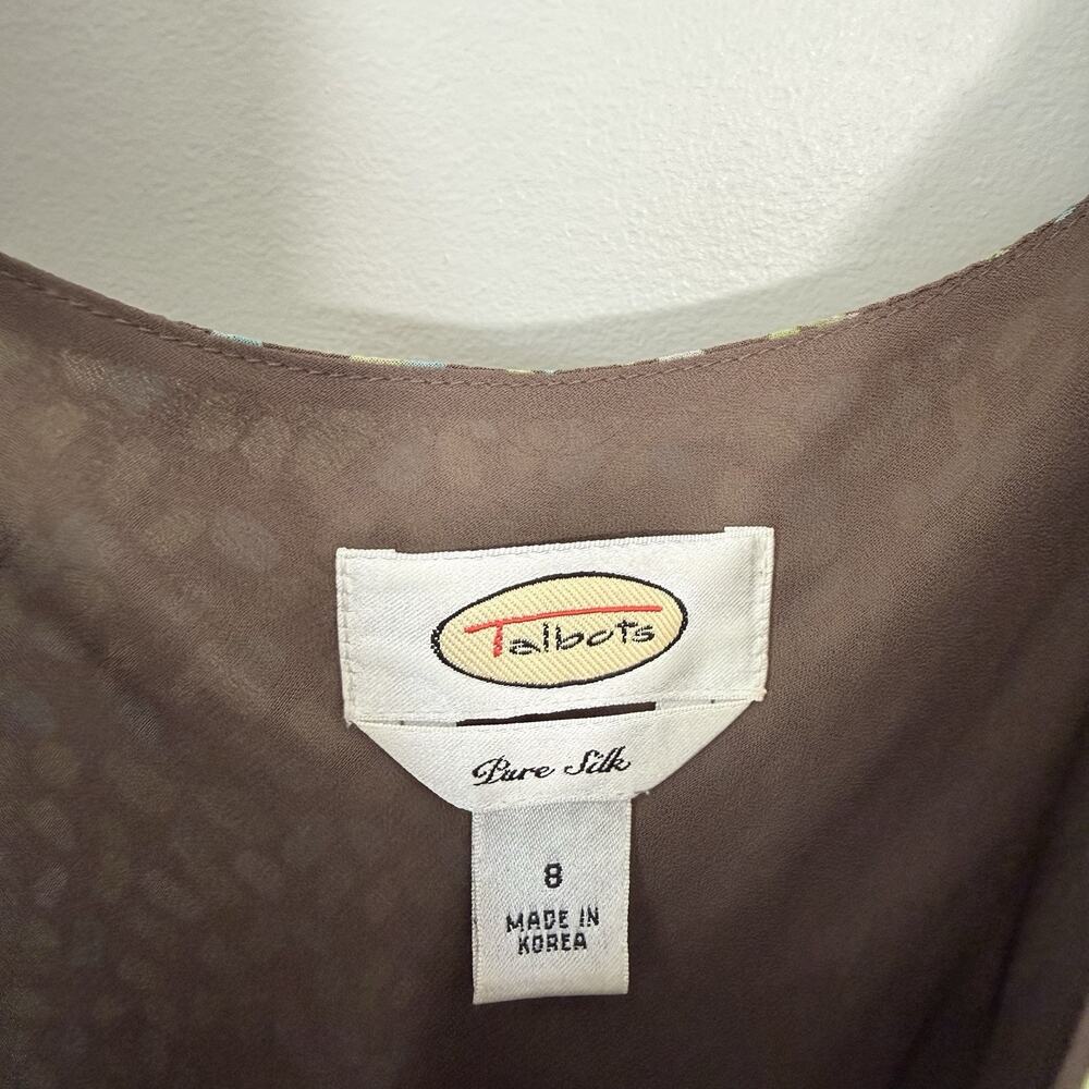 VTG Talbots 100% Pure Silk Chiffon Babydoll Maxi Midi Dress Sleeveless 8 Y2K 90s - Picture 5 of 8
